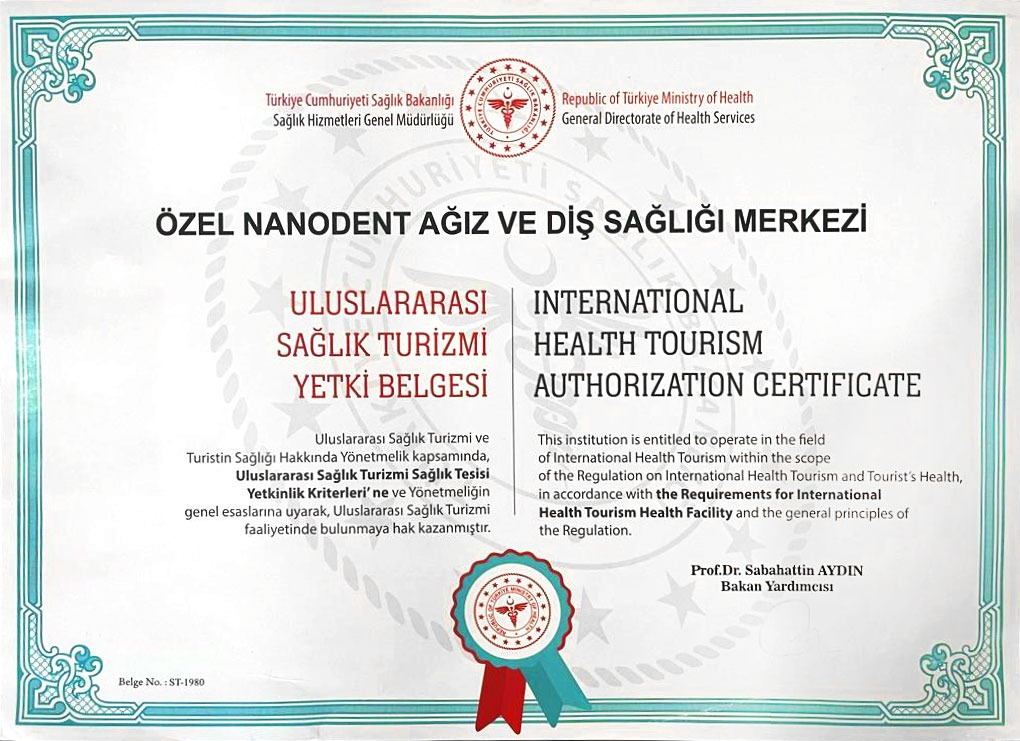 International Health Tourism Authorization Certificate