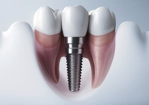 Close-up of a dental implant model on a white background — Nanodent Turkey